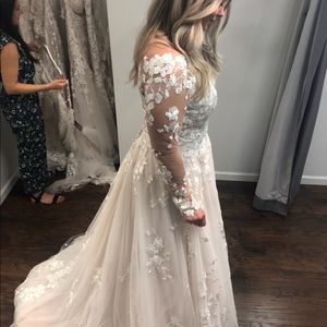 Eddy K lace long sleeve wedding gown